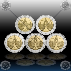 5 x 2 EVRO NEMČIJA 2016 (A,D,F,G,J) "SACHSEN - SAXONY" UNC