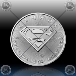 1oz KANADA $5 Dollars 2016 "SUPERMAN" UNC