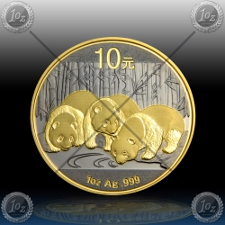 1oz KITAJSKA "Panda" 2013 (Black Rhodium + Gold)