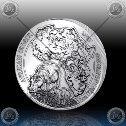 1oz RUANDA 2017 (HIPPO - Hippopotamus) BU