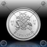 1oz BARBADOS $1 Dollar 2017 " TRIDENT " Prooflike
