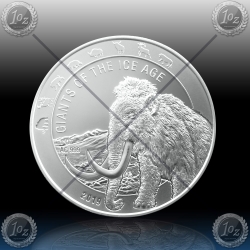 1oz GHANA 5 Cedis 2019 "Ice Age - Wooly Mammoth" BU