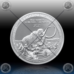 1oz CONGO 20 FRANCS 2021 (PREHISTORIC LIFE / Wooly Mammoth) BU