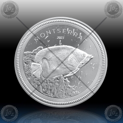 1oz MONTSERRAT 2 Dollars 2021 (Blue Girdled Angelfish) BU