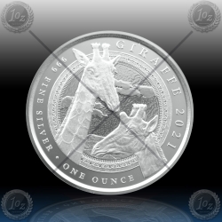 1oz EQUATORIAL GUINEA 1000 FRANCS CFA 2021 (Giraffe) Prooflike