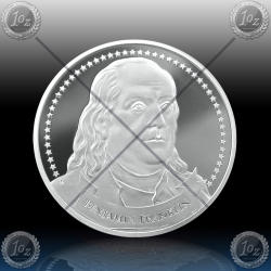 1oz ZDA Silver Round BENJAMIN FRENKLIN (Founders of Freedom) BU