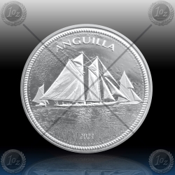 1oz ANGUILLA 2 Dollars 2021 (Sailing Regatta) BU
