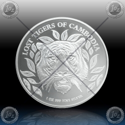 1oz KAMBODŽA 3000 Riels 2022 (Lost Tigers of Cambodia) BU
