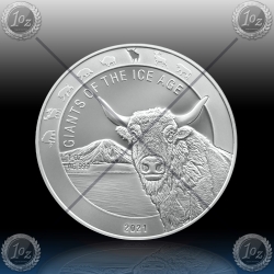 1oz GHANA 5 Cedis 2021 "Ice Age - Aurochs" BU