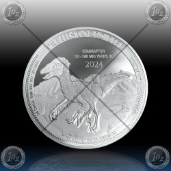 1oz CONGO 20 FRANCS 2024 (PREHISTORIC LIFE / UTAHRAPTOR) BU