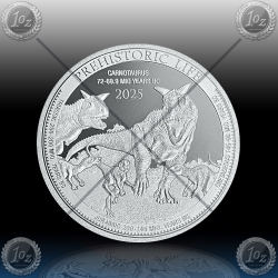 1oz CONGO 20 FRANCS 2025 (PREHISTORIC LIFE / CARNOTAURUS) BU