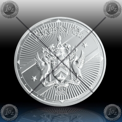 1oz St. Kitts & Nevis 2 Dollars 2024 (Coat of Arms) BU