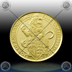 V. BRITANIJA 25 Pounds (1/4 Oz Gold) 2016 "LION of ENGLAND" UNC